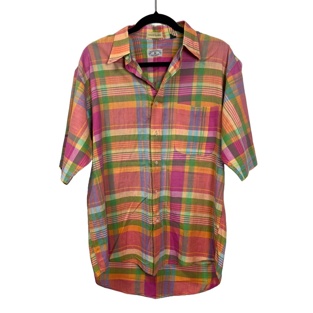 H.Stockton Atlanta Indian Madras Cotton Button Up sz M